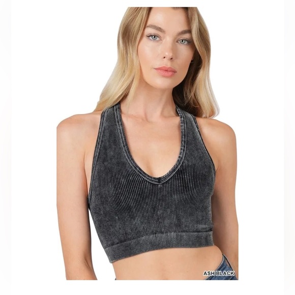Zenana Washed Racerback V-Neck Tank